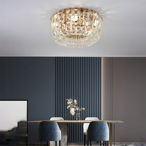 Luxury Multi-Tier Crystal Gold Flush Mount Ceiling Light for Living Room