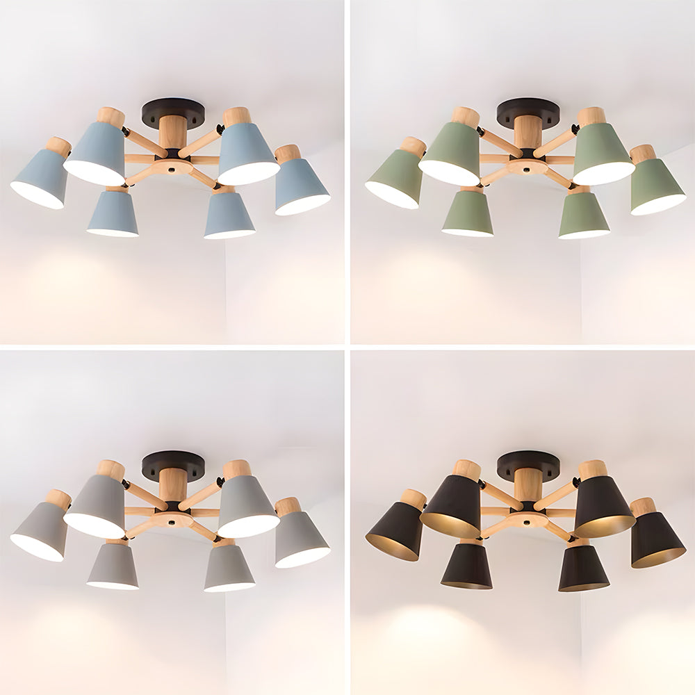 Wooden Close to Ceiling Lamps for Living Room
