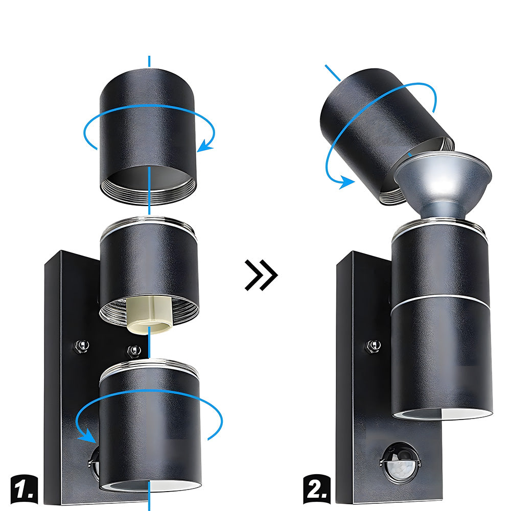 Double Cylindrical Stainless Steel Outdoor Wall Lights for Entryway