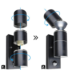 Double Cylindrical Stainless Steel Outdoor Wall Lights for Entryway