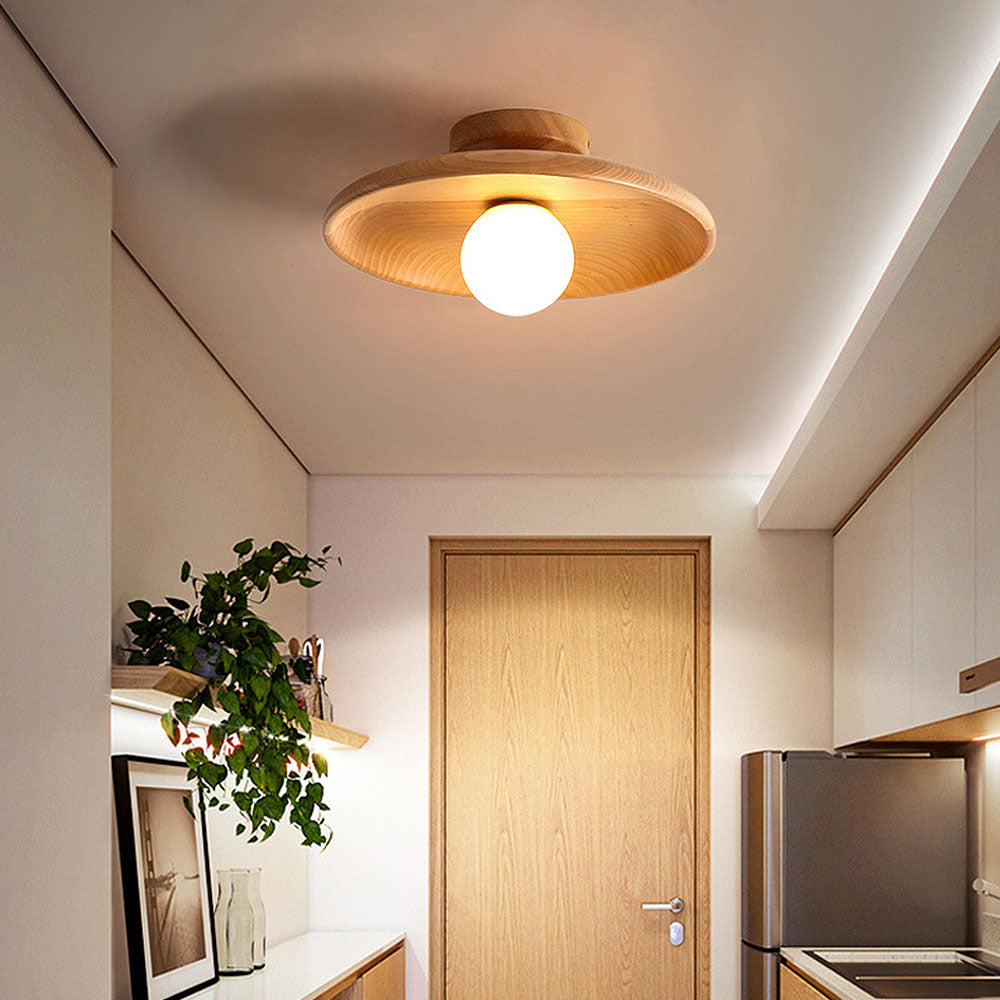 Nordic Wood Minimalist Round Hallway Ceiling Light