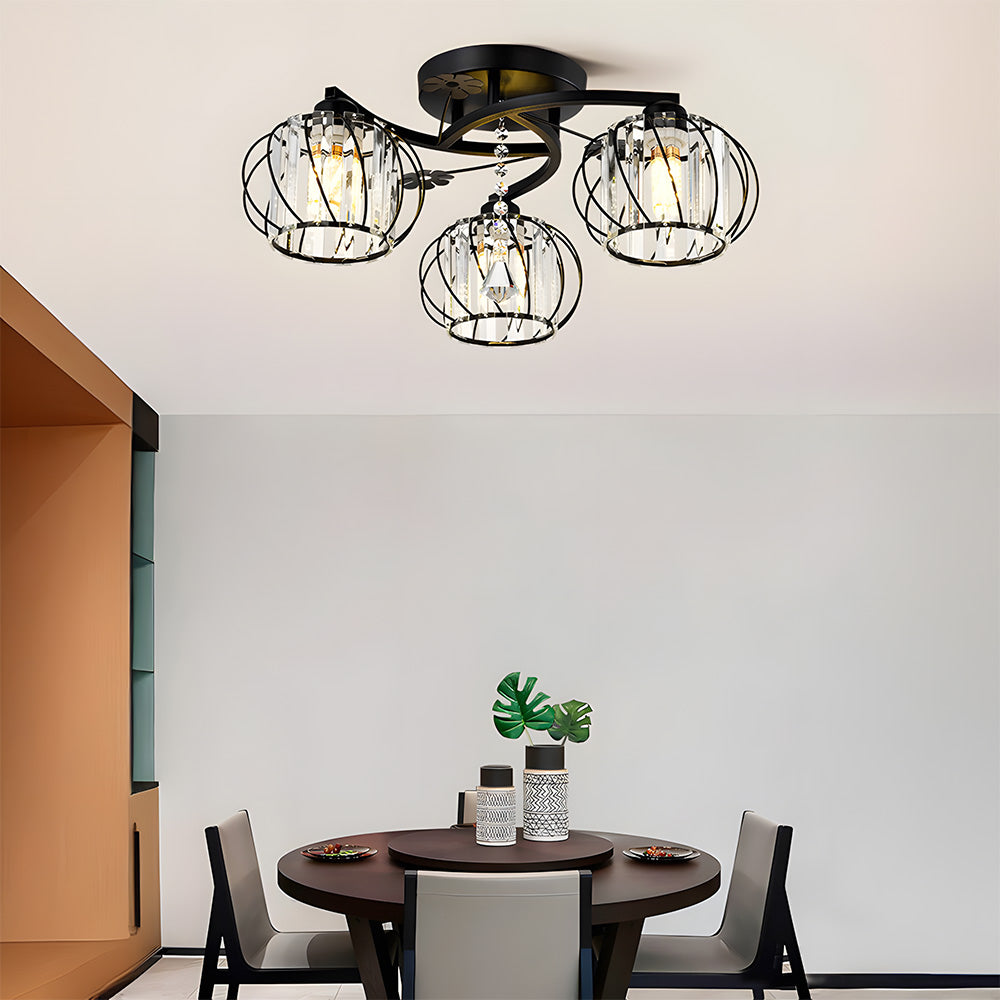 Crystal Black Semi Flush Ceiling Lights For Living Room
