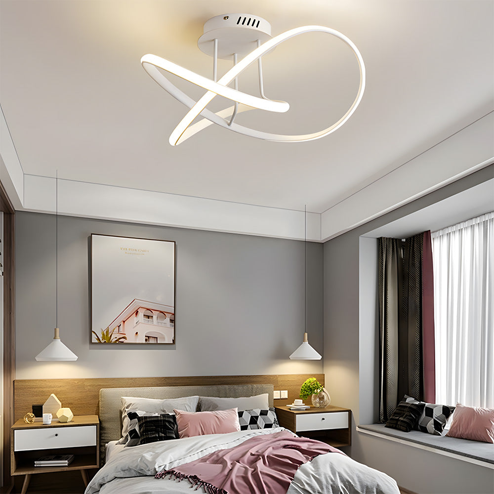 Modern LED Spiral Semi Flush Mount Ceiling Light for Living Room Hallway Kitchen