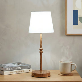 Nordic Vintage Fabric Rechargeable Dimmable Touch Table Lamp for Bedroom