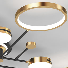 Circles Creative LED Gold Living Room Ceiling Light