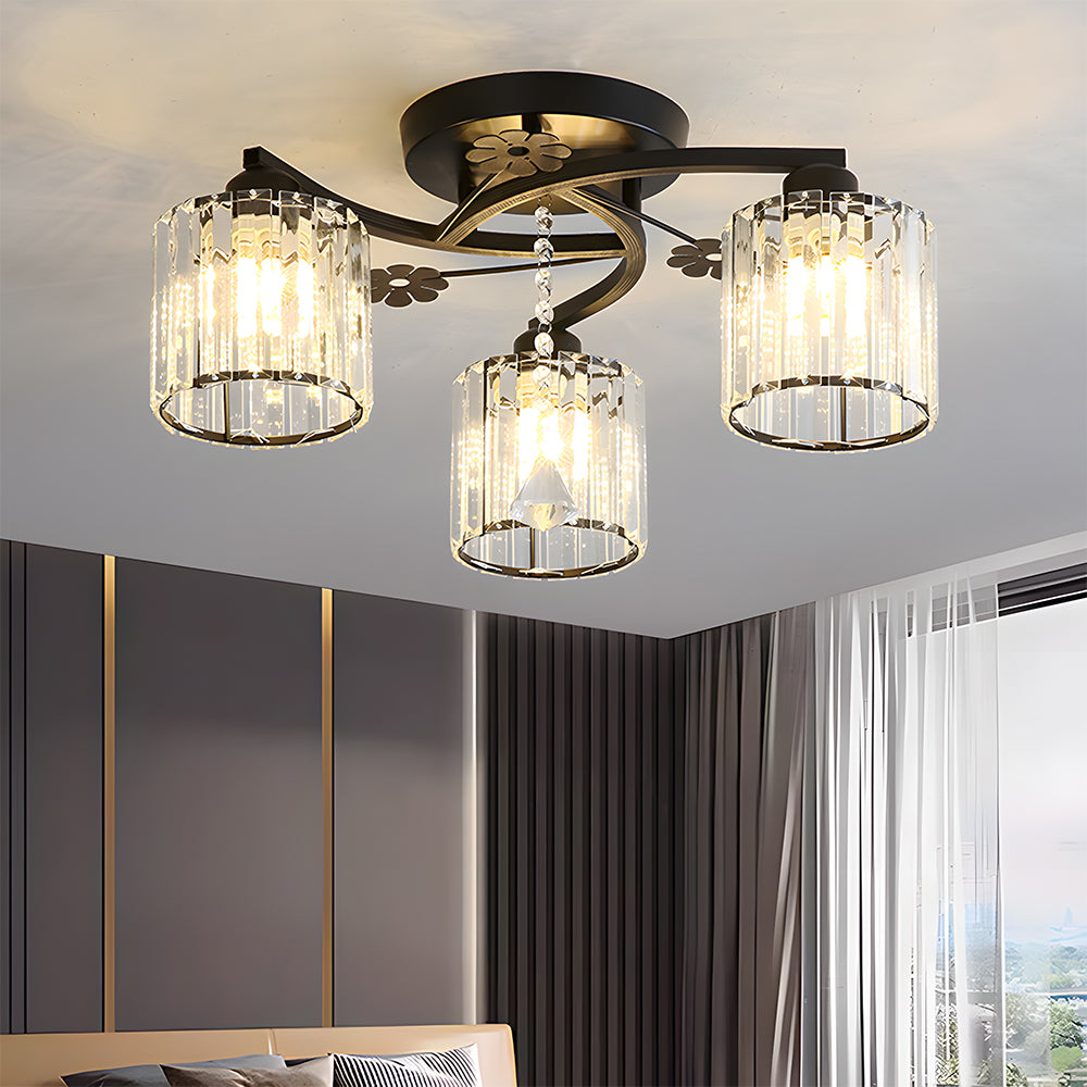Luxury Crystal Semi Flush Ceiling Light