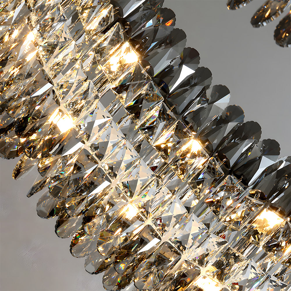 Contemporary Crystal Silver Ring Flush Mount Ceiling Light for Living Room