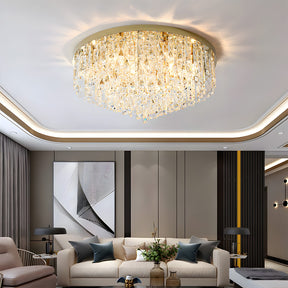 Luxury Crystal Ceiling Light Stainless Steel Flush Mount for Porch