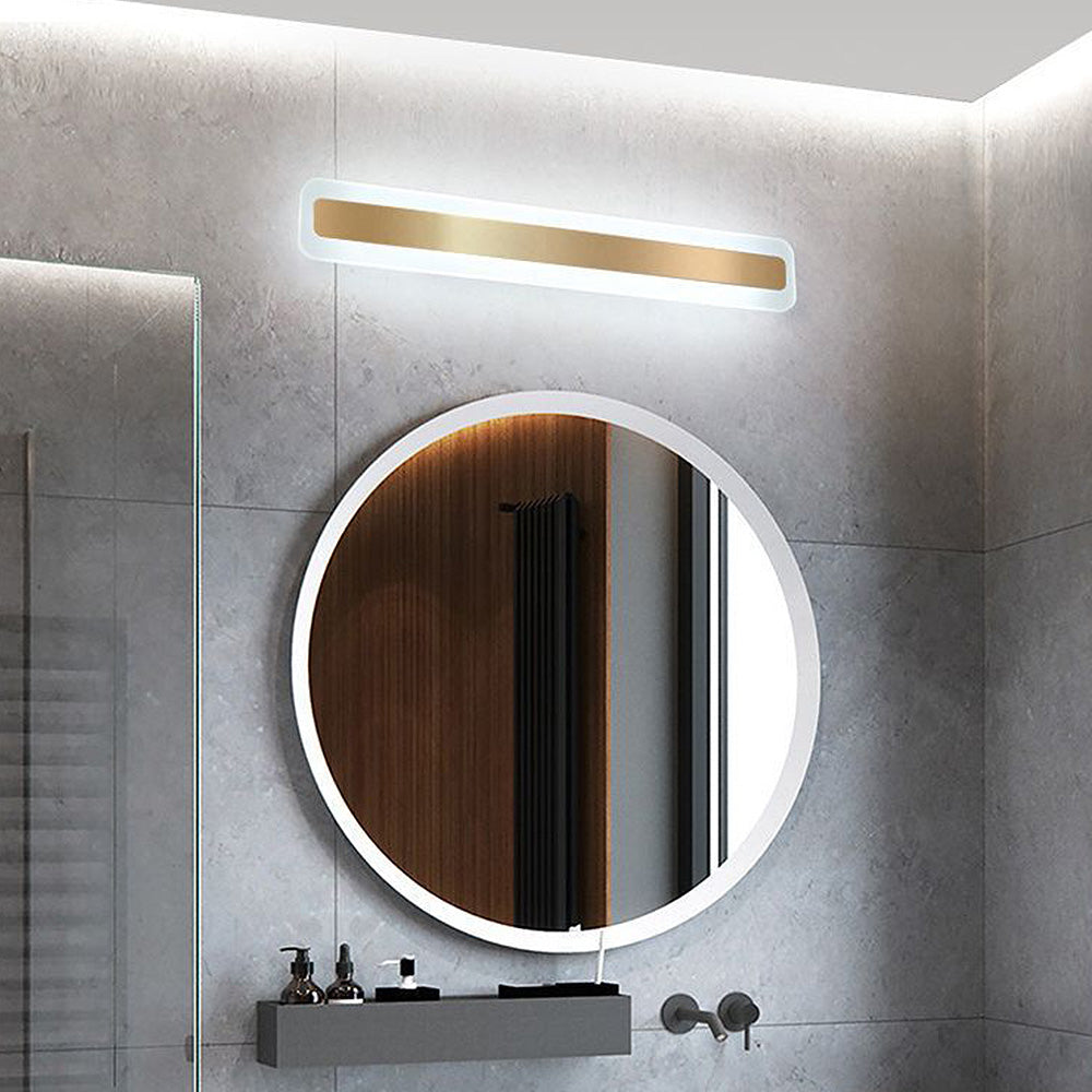 Gold Metal Modern Simple Long Mirror Bathroom Wall Lighting