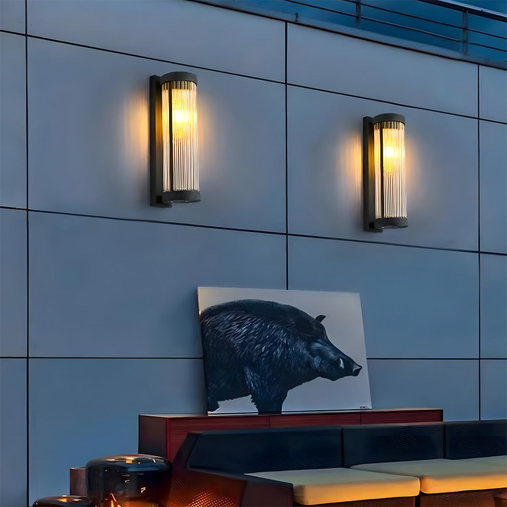 Cylindrical Glass Outdoor Wall Lights for Outdoor