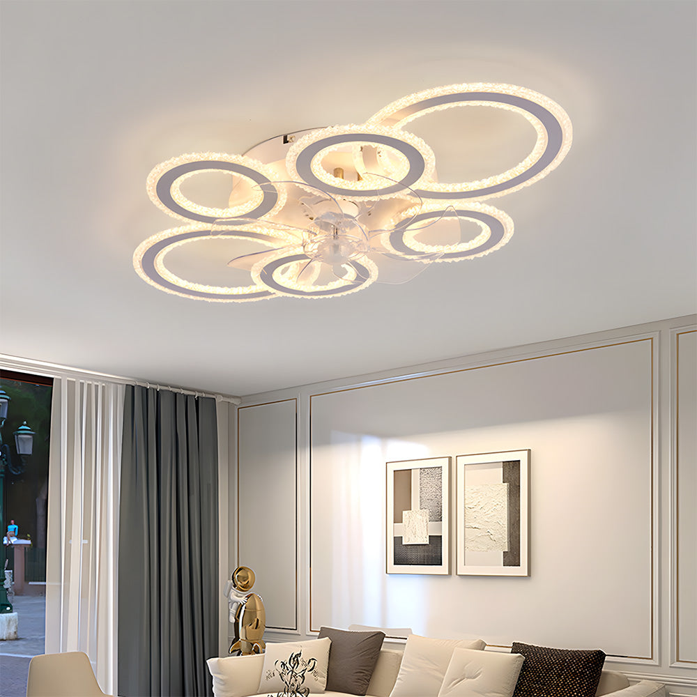 Modern Dimmable DC Motor LED Ceiling Fan with Light for Living Room Bedroom