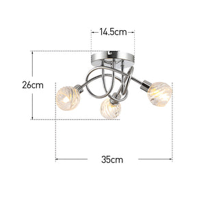 Nordic Simple Crystal Glass 3-Lights Bedroom Ceiling Light