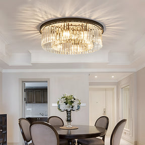 Modern Round Crystal Flush Mount Ceiling Light for Bedroom