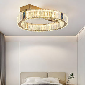 Modern Crystal Ring Chandelier - Gold LED Flush Mount Ceiling Lights