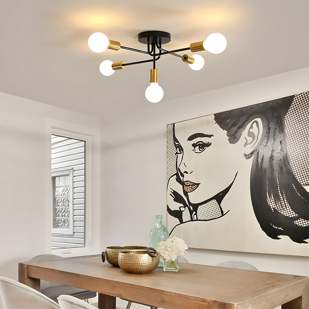 Industrial Style Semi-Flush Mount Ceiling Lights for Living Room