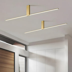 Modern Minimalist Aluminium LED Linear Semi Flush Mount Ceiling Light for Living Room Bedroom Hallway