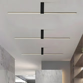 Modern Minimalist Aluminium LED Linear Semi Flush Mount Ceiling Light for Living Room Bedroom Hallway