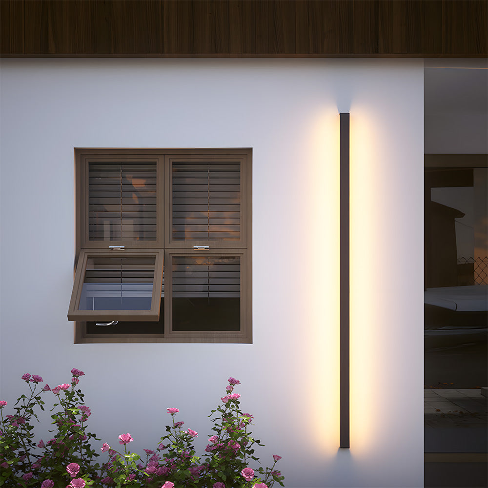 Modern Minimalist Black LED Linear Outdoor Wall Lamp