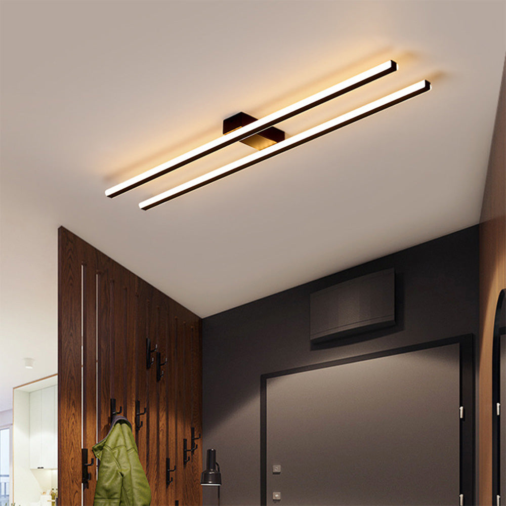 Industrial Minimalist Iron Living Room Double-Linear LED Ceiling Light