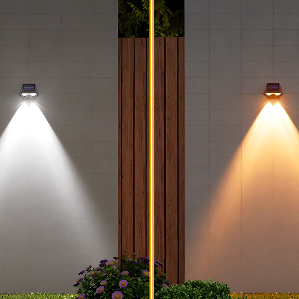 Minimalist Black IP65 Weatherproof Solar Powered Exterior Wall Lights, Dusk-to-Dawn
