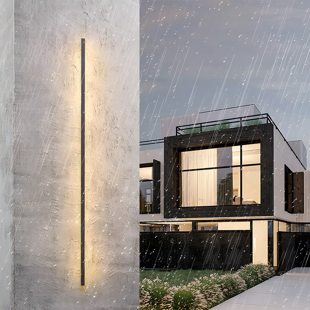 Modern Minimalist Black LED Linear Outdoor Wall Lamp
