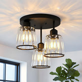 Modern Crystal Chandelier Flush Mount Ceiling Light for Living Room