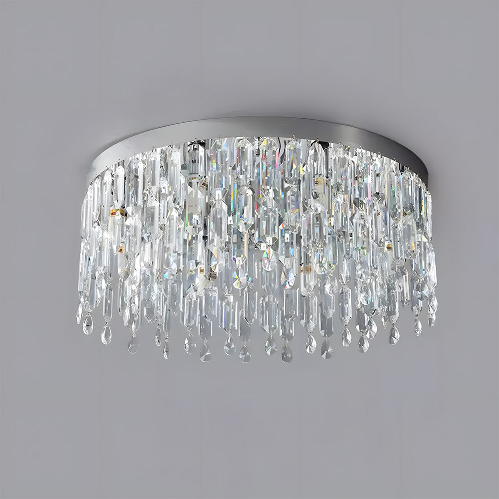 Luxury Gold Crystal Flush Mount Ceiling Light for Living Room