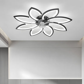 Modern Low Profile Flush Ceiling Fan with Lights, Dimmable, 6-Speed