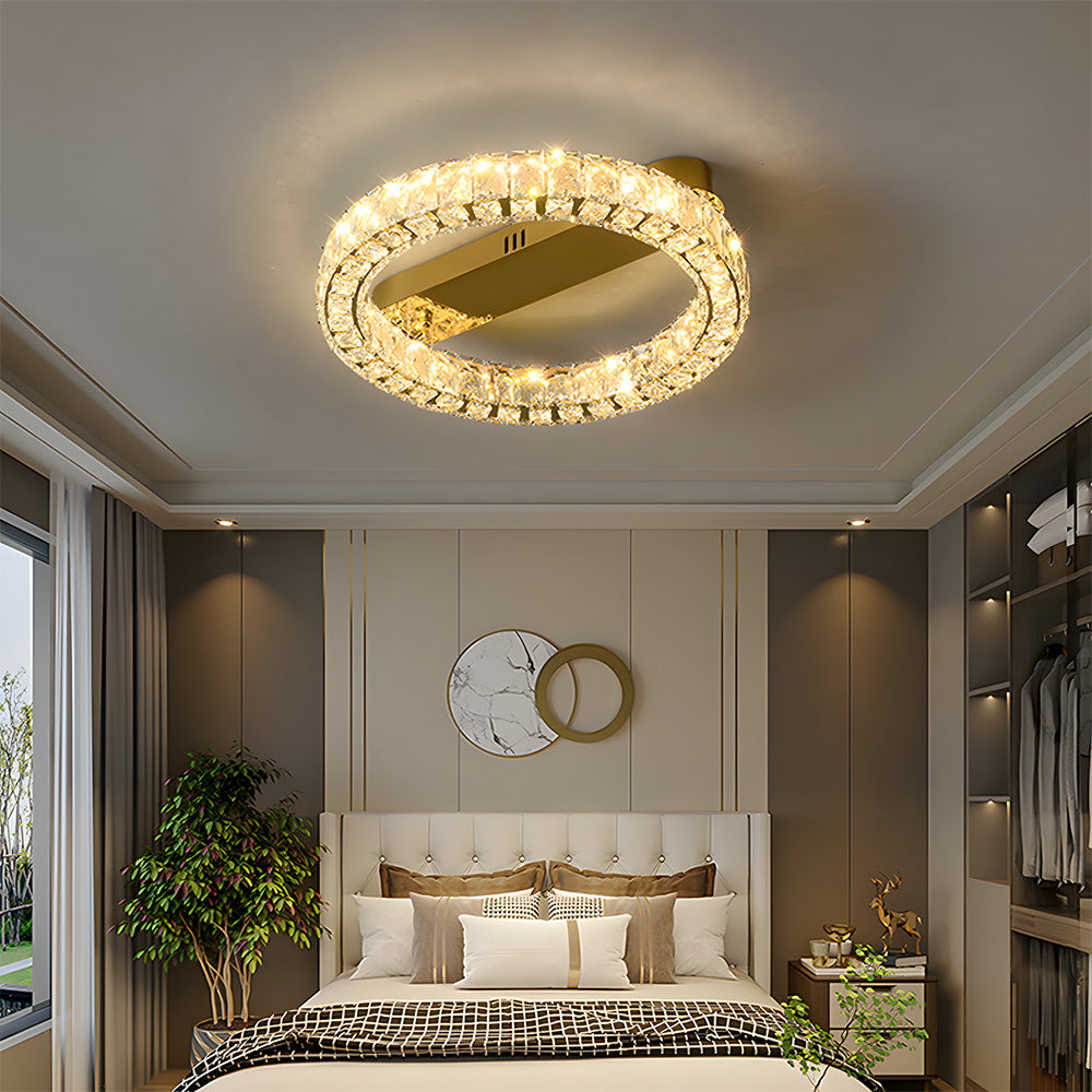 Modern Luxury K9 Crystal Ceiling Lights LED Gold Flush Mount Light Fixtures