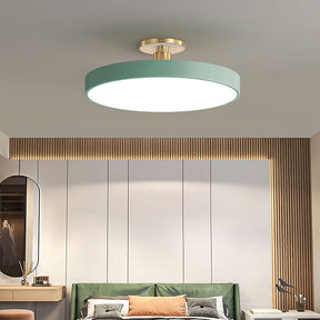 Set of 2 Circular LED Dimmable Semi Flush Ceiling Light For Bedroom