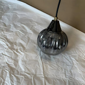 Modern Black Ribbed Glass Easy Fit Lamp Shade for Bedroom Living Room
