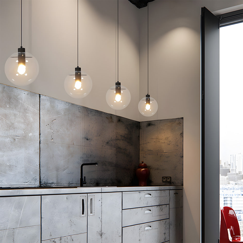 Industrial Vintage Transparent Glass Island Pendant Lights