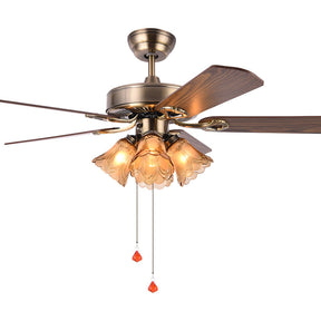 Vintage Wood Flower Shape Ceiling Fan With Lighting