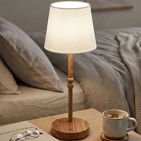 Nordic Vintage Fabric Rechargeable Dimmable Touch Table Lamp for Bedroom