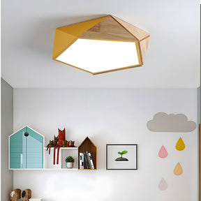 LED Dimmable Wooden Acrylic Geometric Flush Mount Ceiling Lights For Living Room