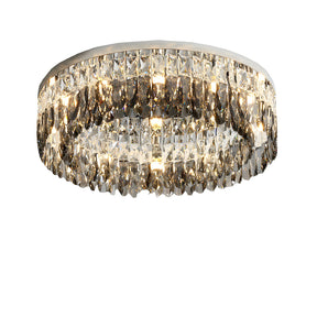 Contemporary Crystal Silver Ring Flush Mount Ceiling Light for Living Room