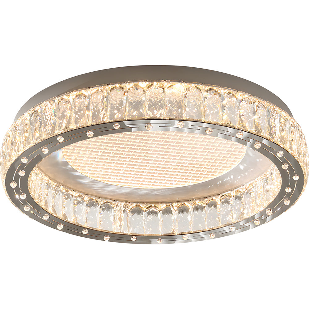 Modern Crystal Ring Stainless Steel LED Ceiling Light for Bedroom