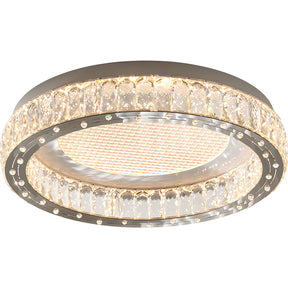 Modern Crystal Ring Stainless Steel LED Ceiling Light for Bedroom