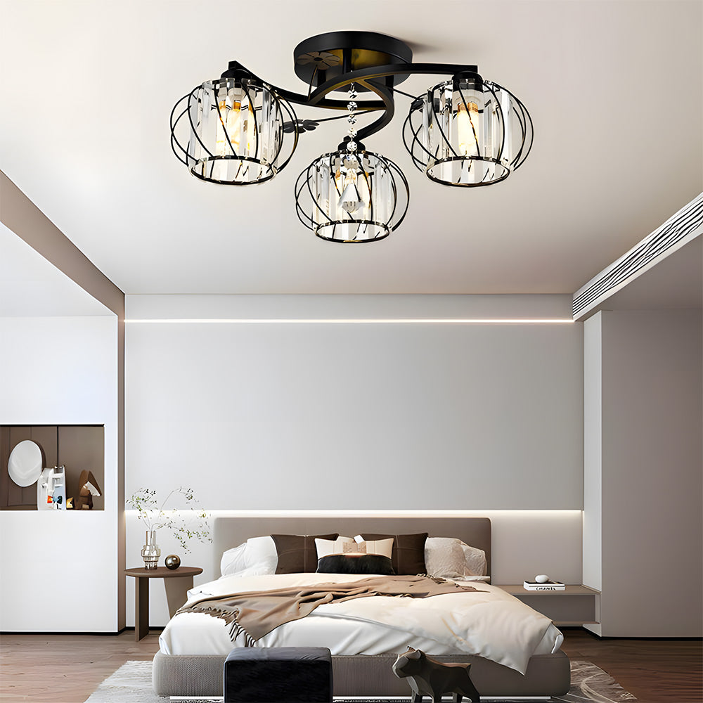 Crystal Black Semi Flush Ceiling Lights For Living Room