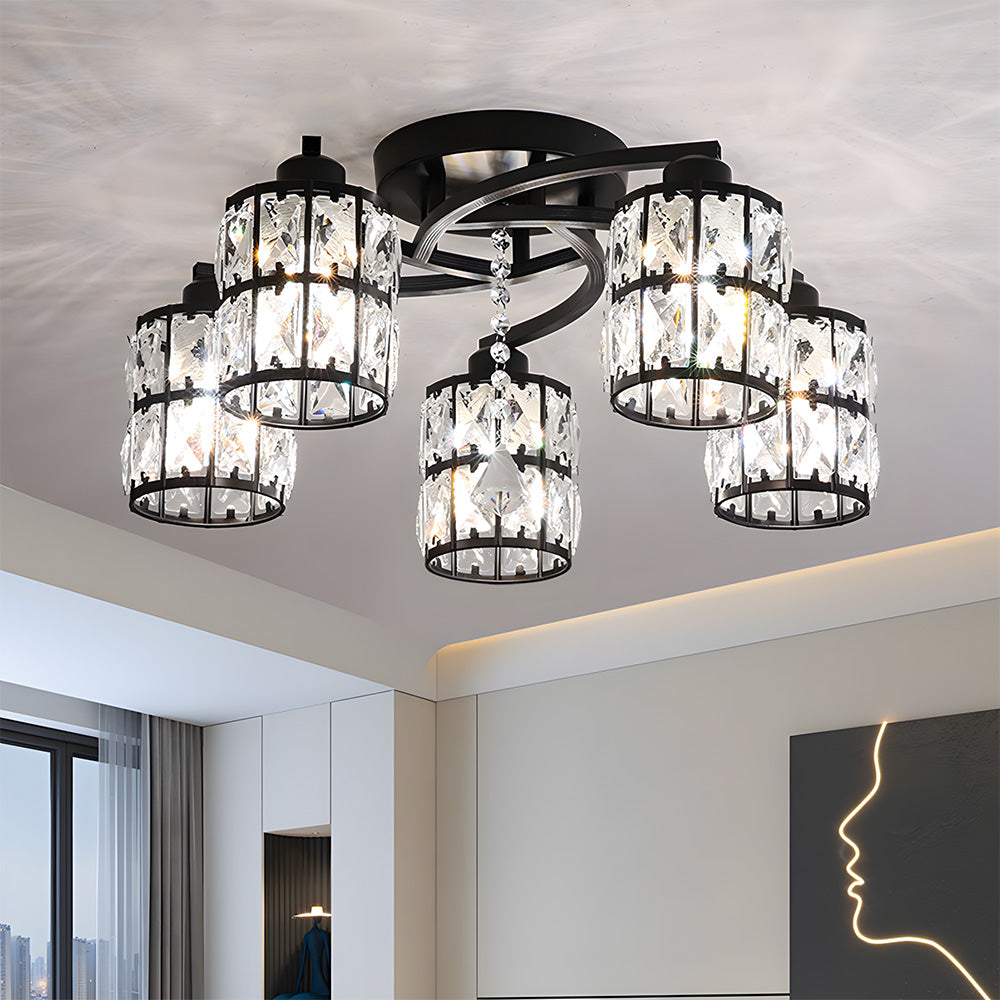 Modern Crystal Ceiling Light Chandeliers, Semi Flush Ceiling Lights for Hallway Living Room