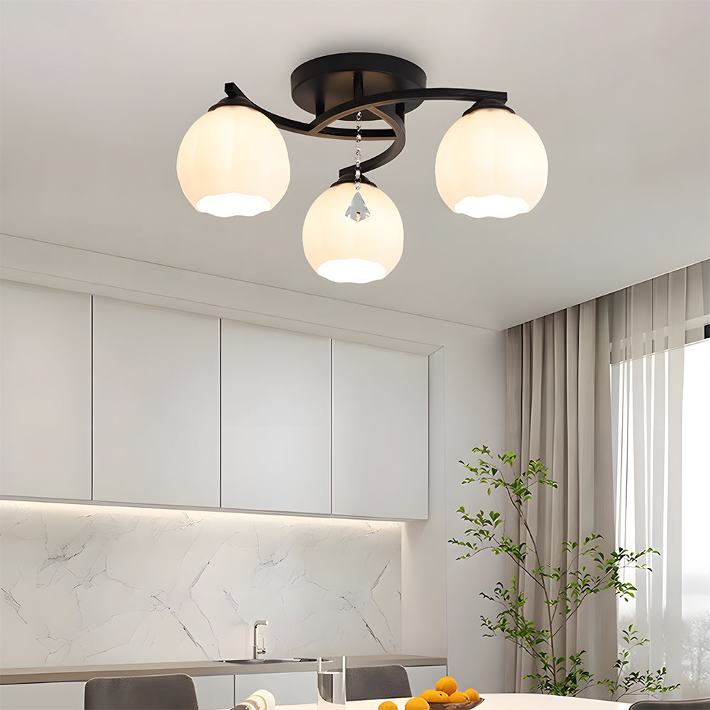 Contemporary Globe Glass Semi-Flush Mount Ceiling Light