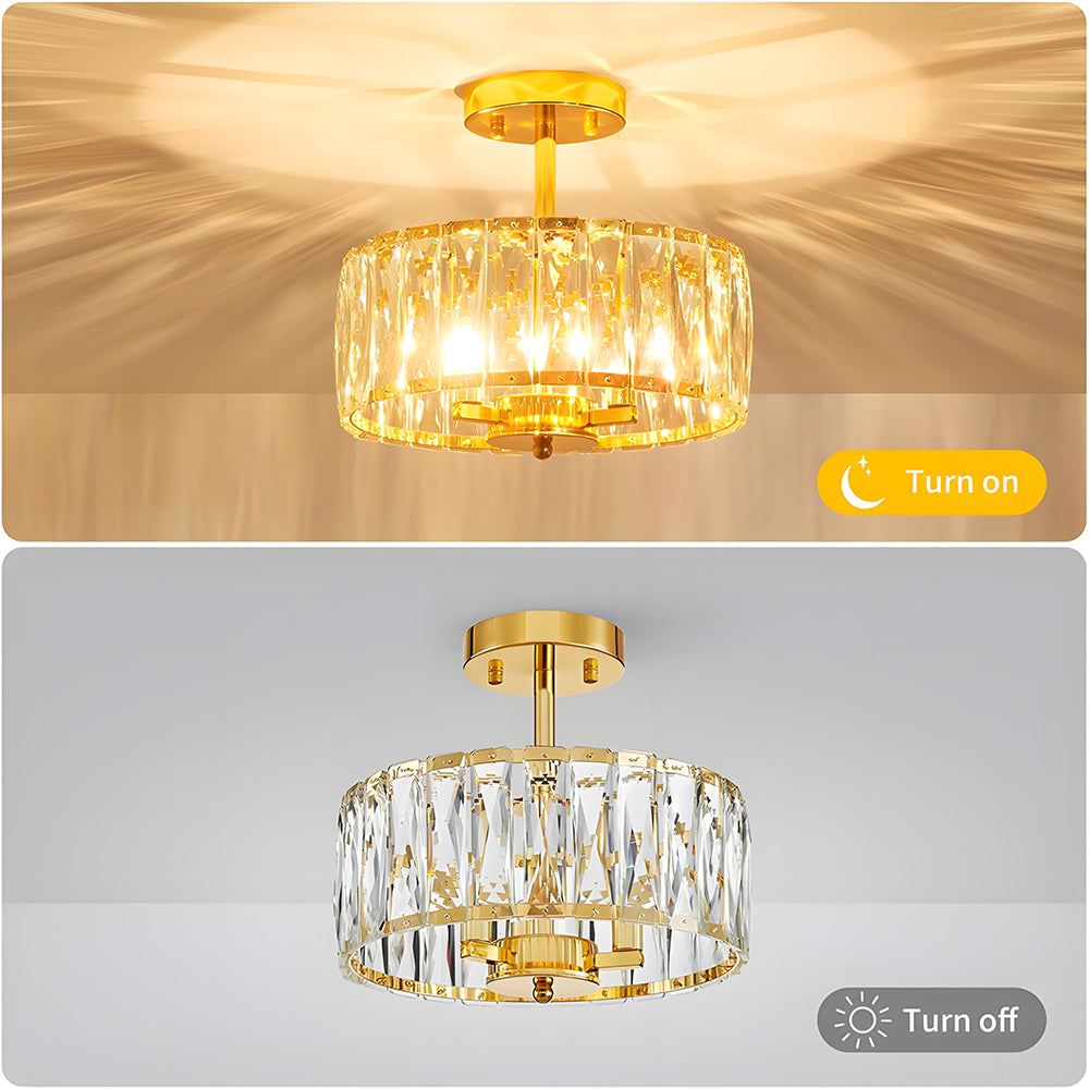 Crystal Semi Flush Mount Ceiling Light Fixture