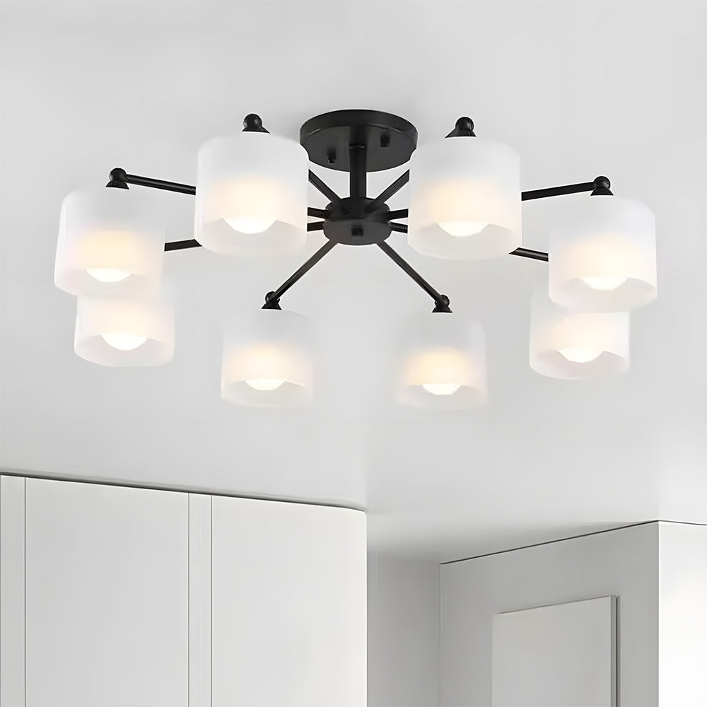 Industrial Semi Flush Frosted Glass Ceiling Lights for Dininng Room