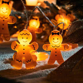 Christmas Gingerbread String Lights, Battery Operated for Christmas Decoration
