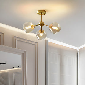 Amber Copper Glass Bubble Sputnik Pendant Light for Bedroom