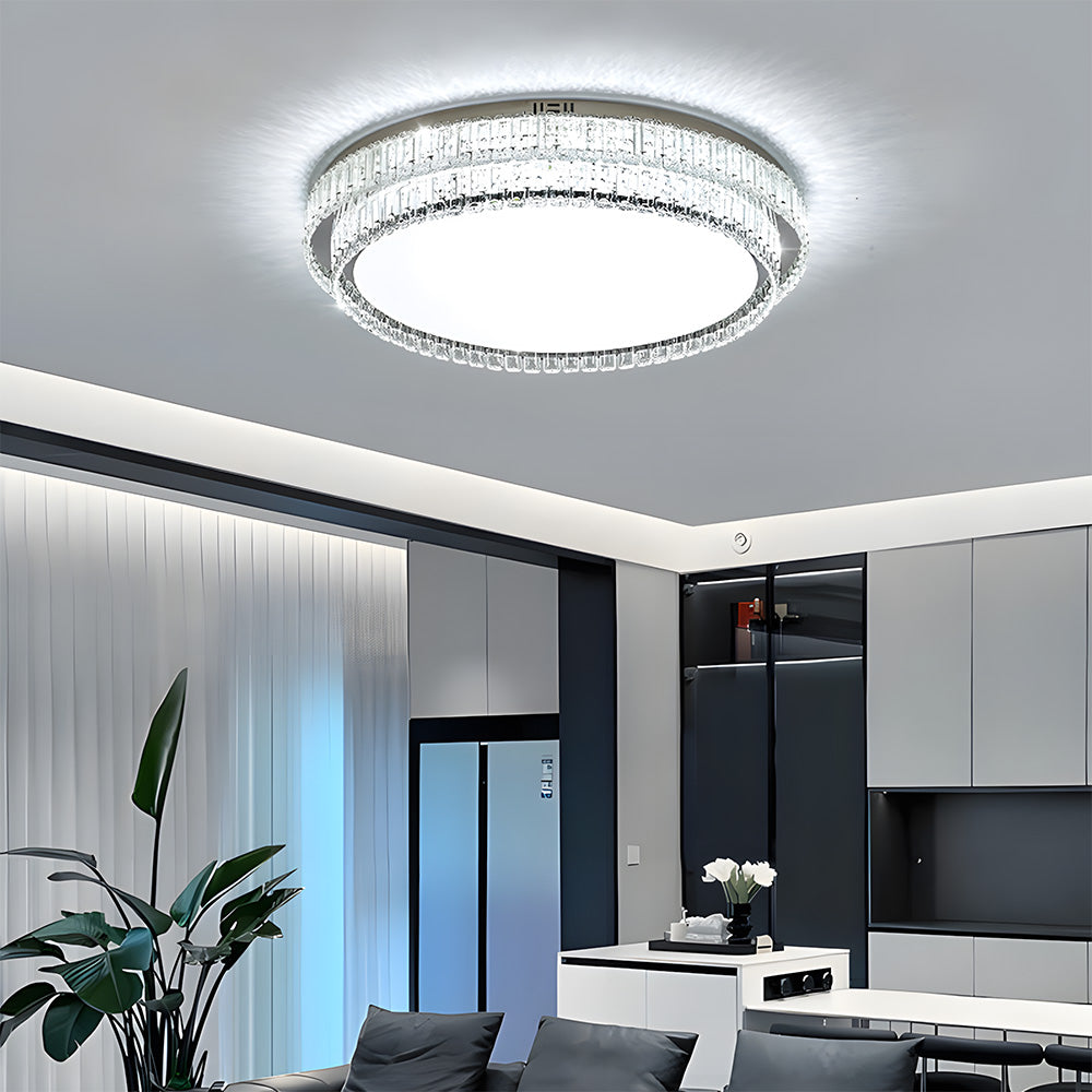 Modern Crystal Flush Mount LED Ceiling Lights for Living Room