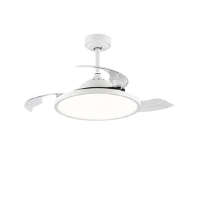 White Simple Design Flush Ceiling Fan With LED Lights