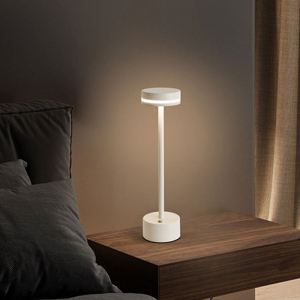 Modern I-Shaped Metal Rechargeable Dimmable Touch Table Lamp for Bedroom Tea Room
