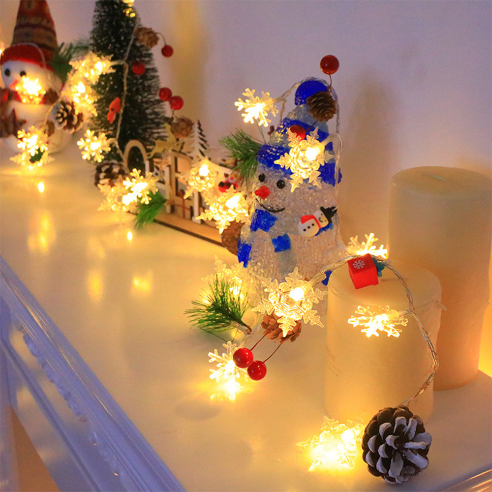 Snowflake Christmas String Lights, Christmas Decoration Lights with Pine Cone 2M 20lights