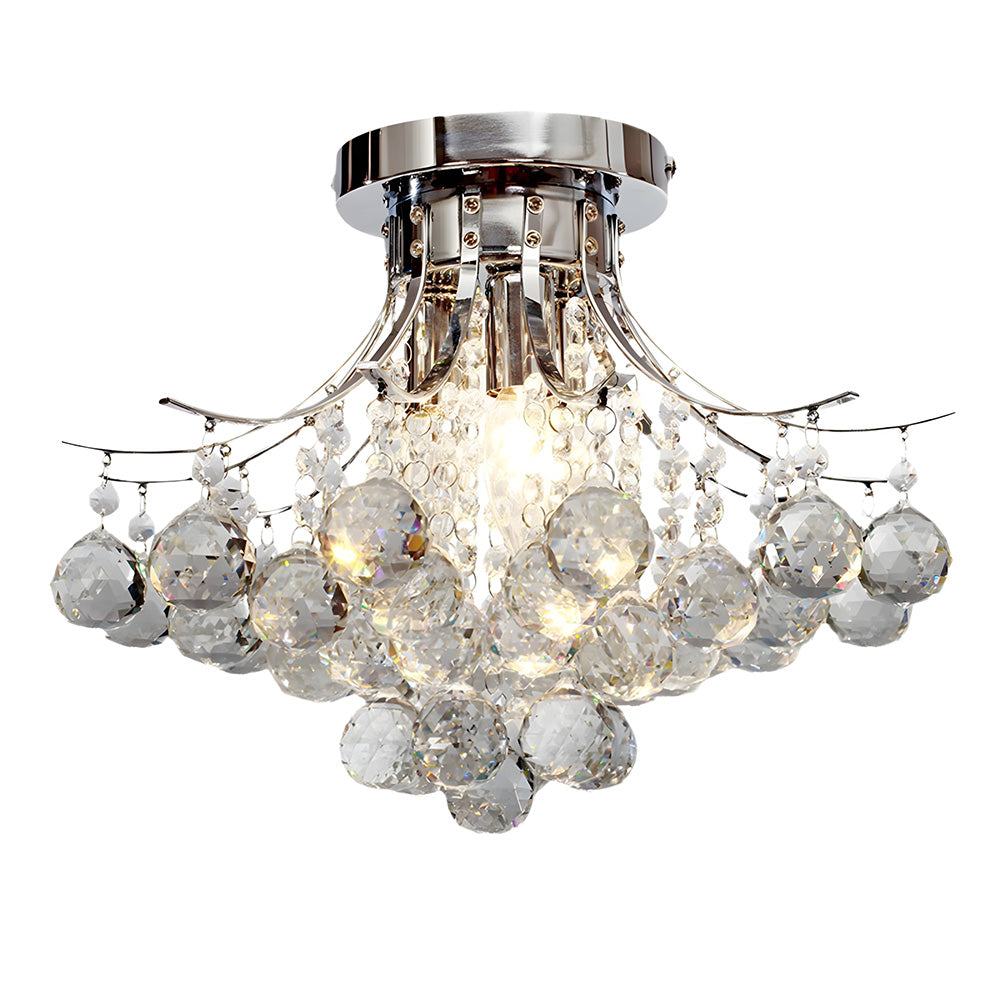 Silver Crystal Bouquet Semi-Flush Ceiling Light for Hallway